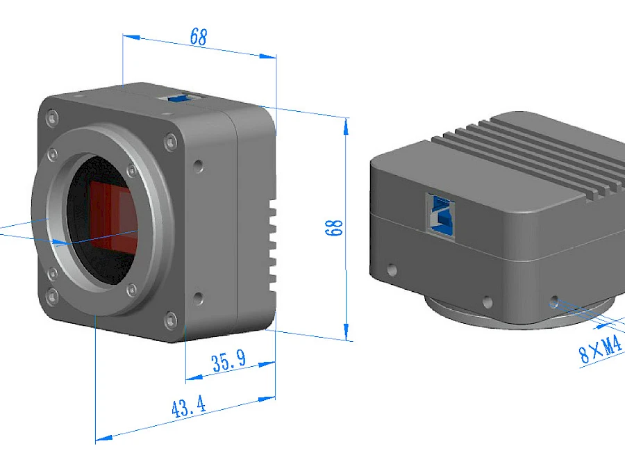 Dimension of BigEye with M42x0.75 or F-mount Interface