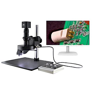 DTE-25 Motor Drive Auto Stereo 14~120X Digital 3D Microscope with 4K Camera & Side View for PCB Inspection