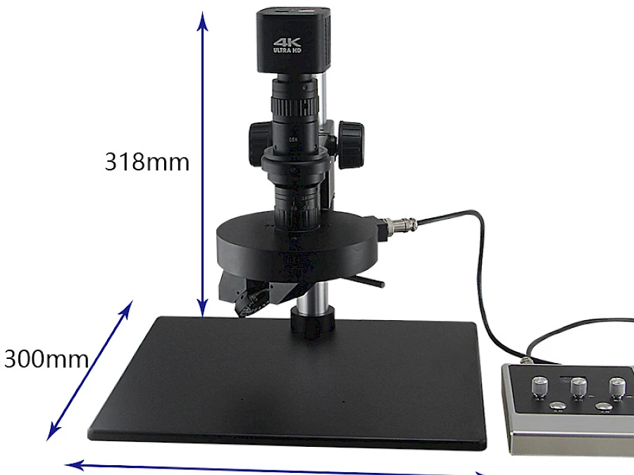 Dimension of DTE-25 3D Stereo Microscope with 4K Measuring Camera