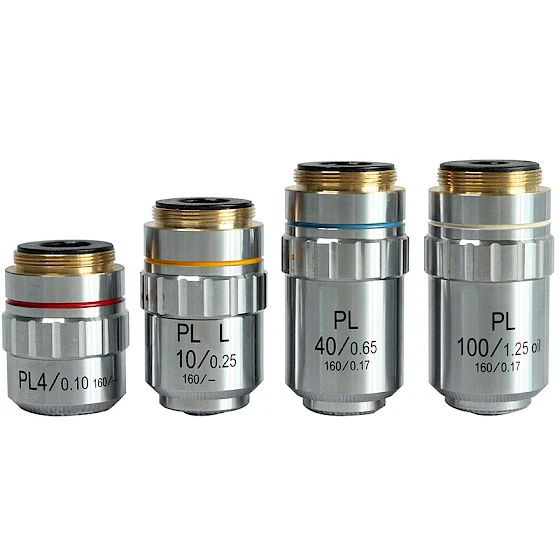 Popular Finity Plan Achromatic Biological Microscope Objective Lens for 4X 5X 10X 20X 25X 40X 60X 100X