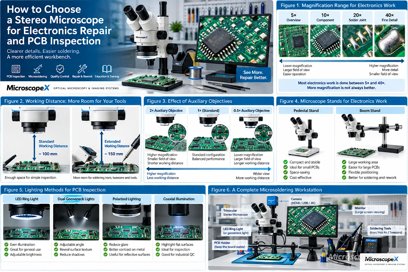 How to Choose a Stereo Microscope for Electronics Repair and PCB Inspection